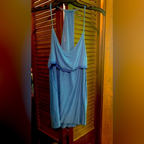 Women's NightWear Top w built in Shelf Bra Racerback Size Small (4-6) Blue - Picture 3 of 4